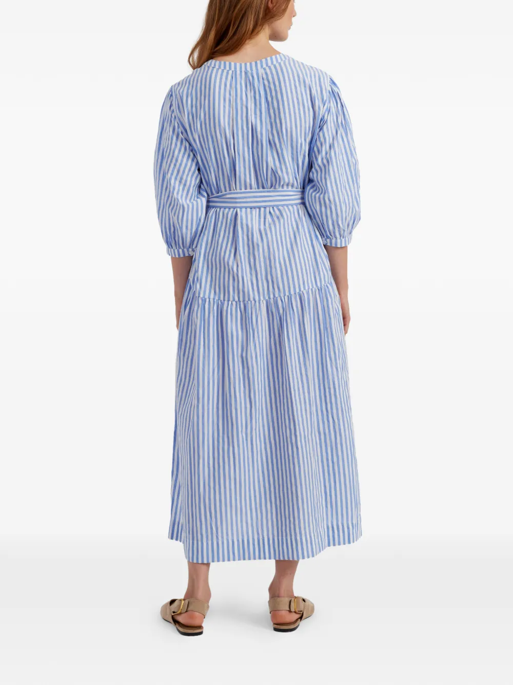 Chinti & Parker Gestreepte jurk met ceintuur Blauw
