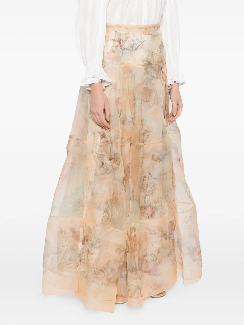 ZIMMERMANN Rebellion maxi-rok met lantaarn Beige