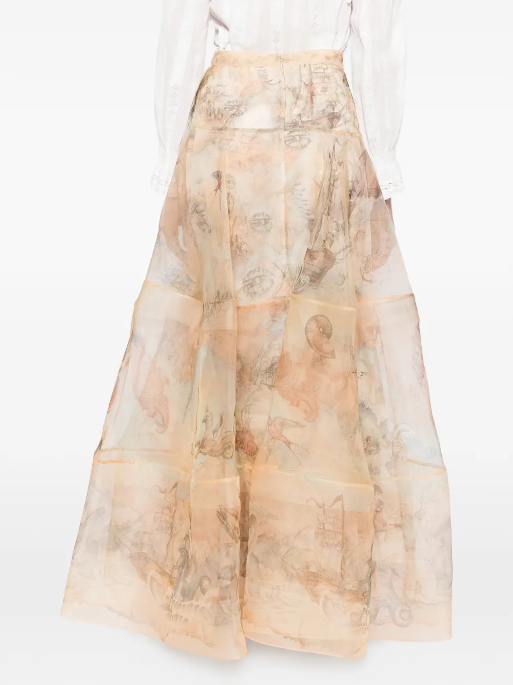ZIMMERMANN Rebellion maxi-rok met lantaarn Beige