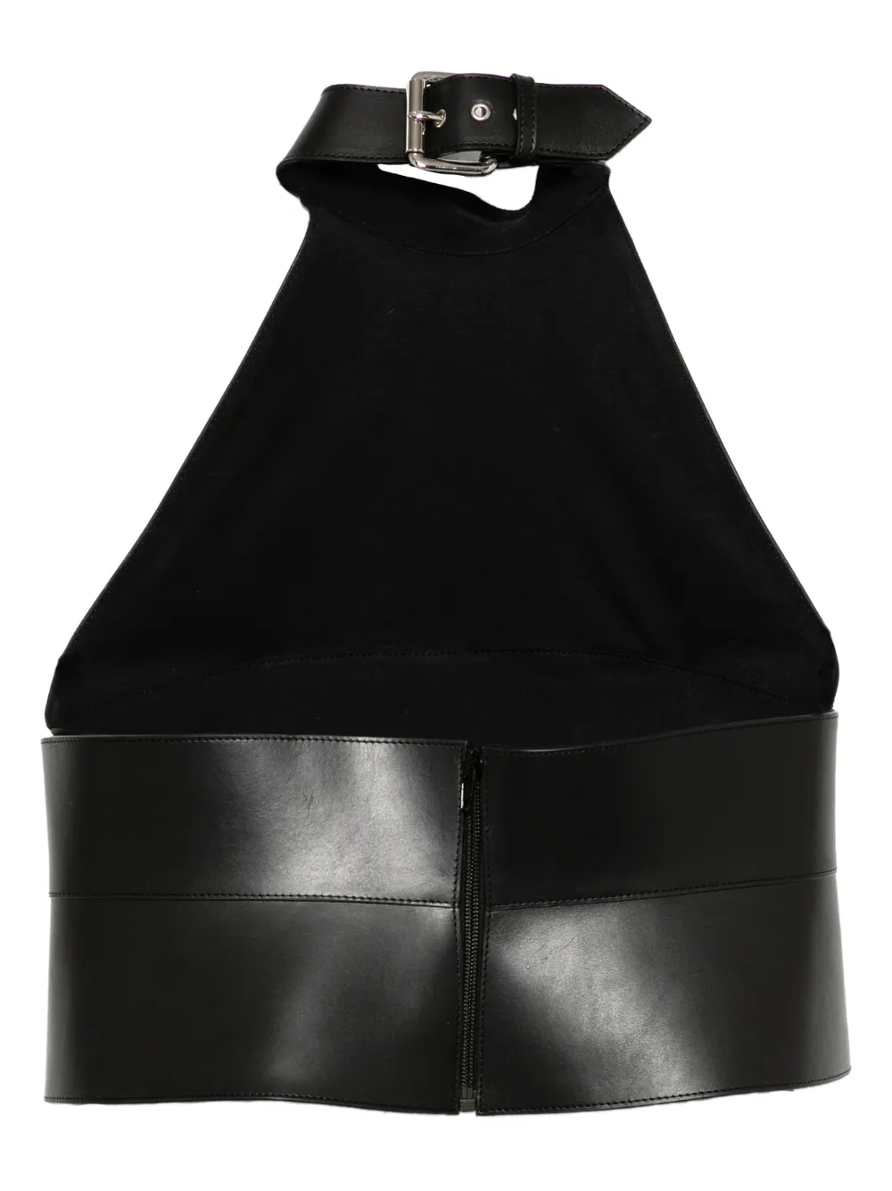 Monse Leren haltertop - Zwart