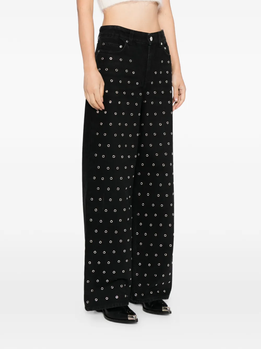  Monse Eyelet-embellished Jeans - Black 
