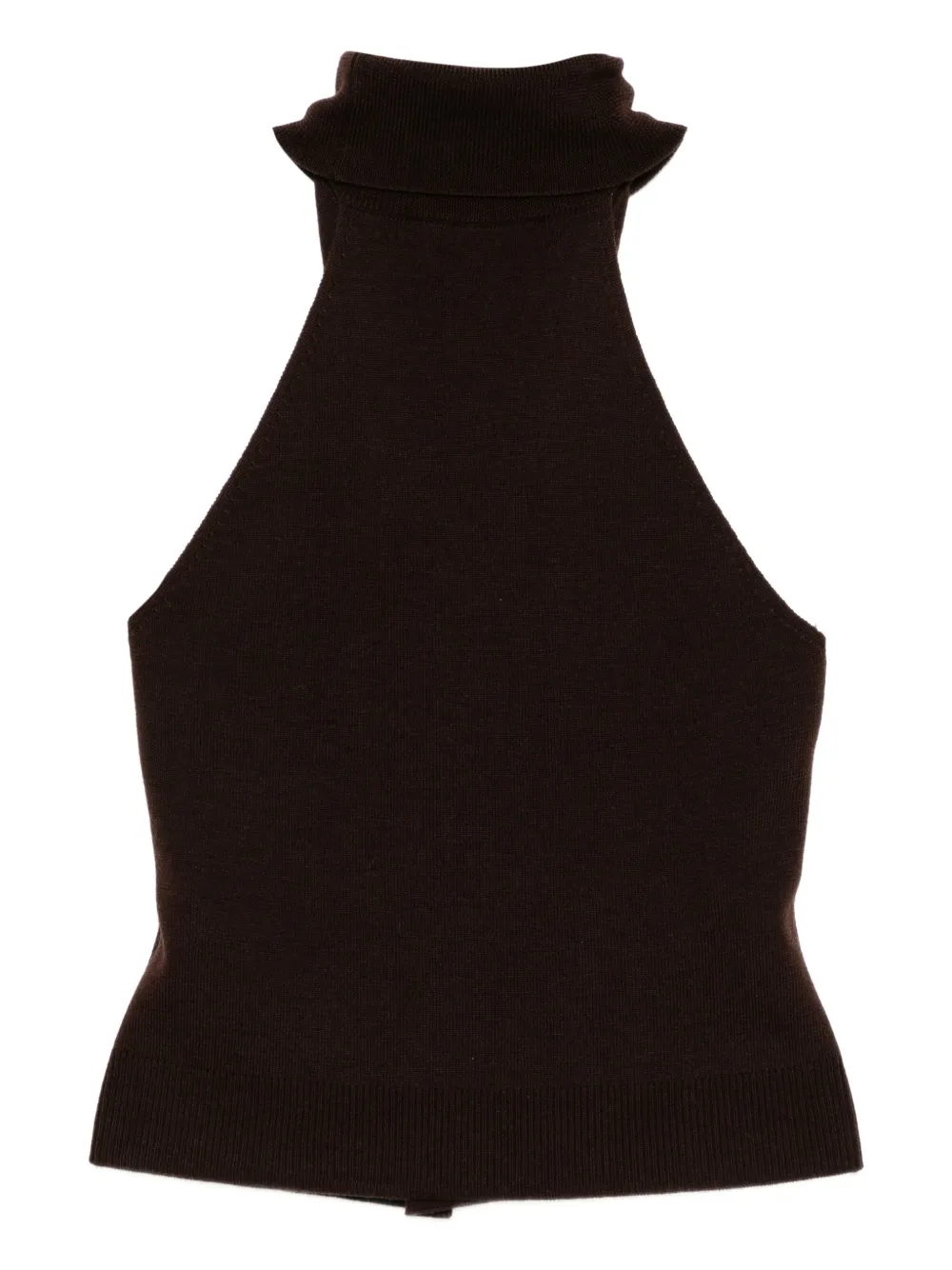 Monse Twisted Roll Neck Top In Brown