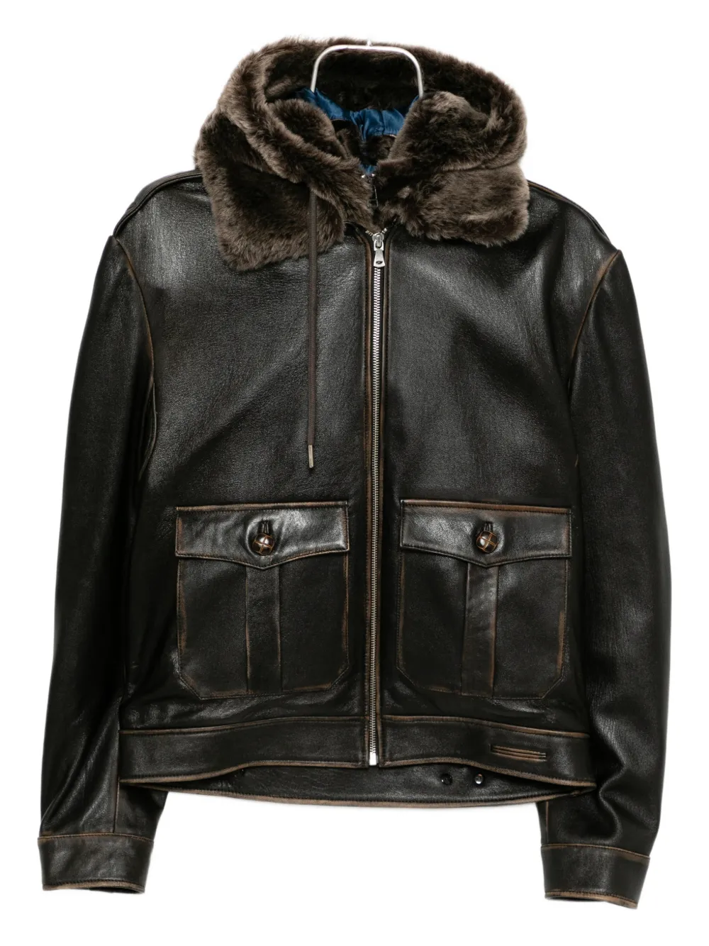 Monse Bomber in pelle - Marrone