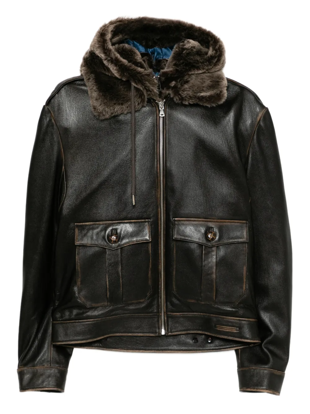 Monse Bomber in pelle - Marrone