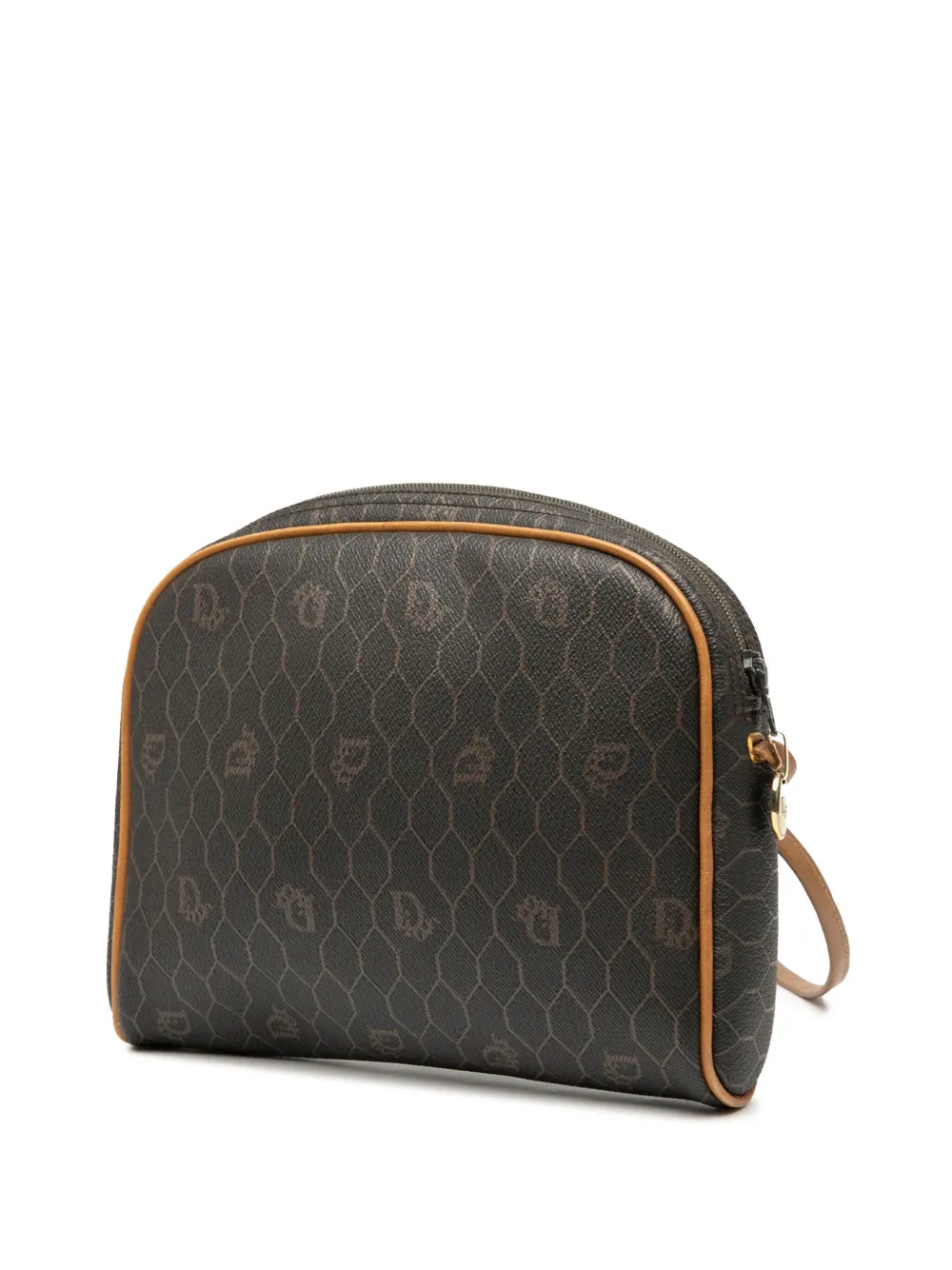 DIOR Pre-owned 20th Century Honeycomb Coated Canvas Crossbody Bag In Black