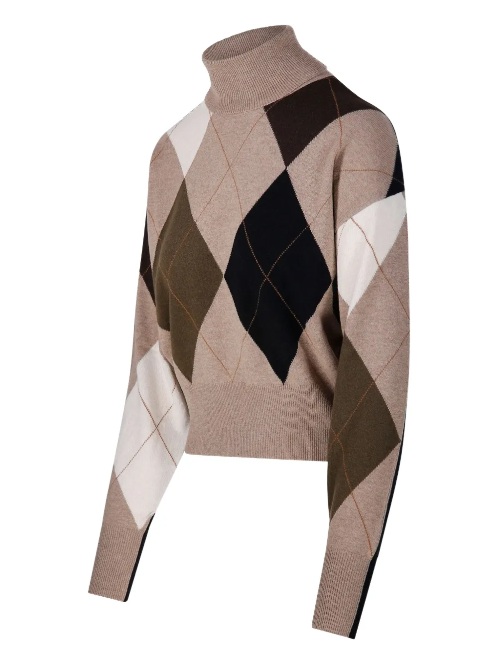 Nude Argyle-pattern Turtleneck Sweater In Neutral