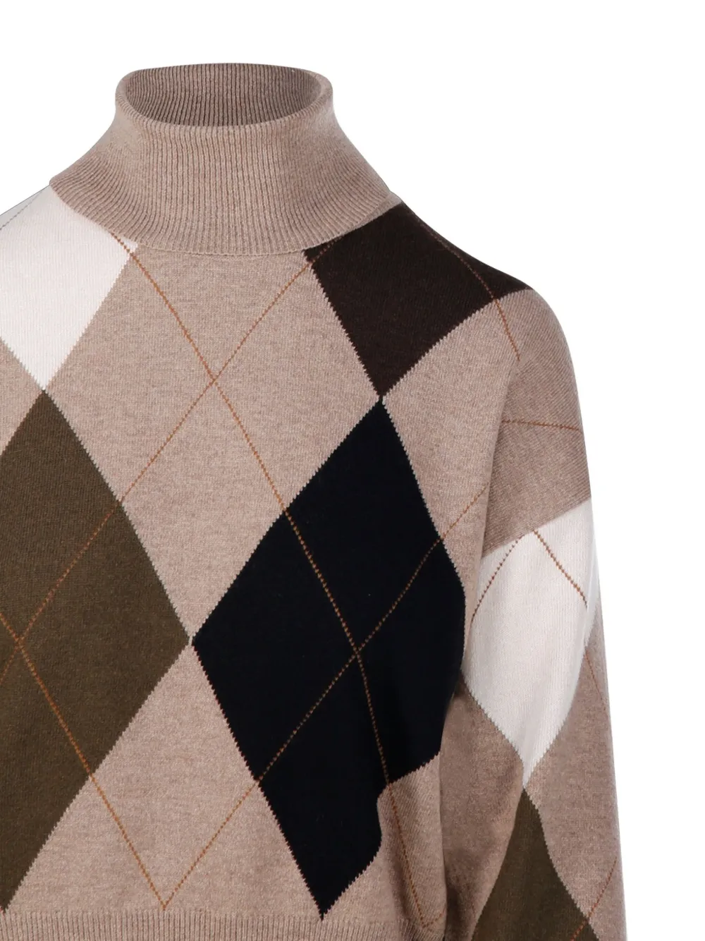 Nude Argyle-pattern Turtleneck Sweater In Neutral