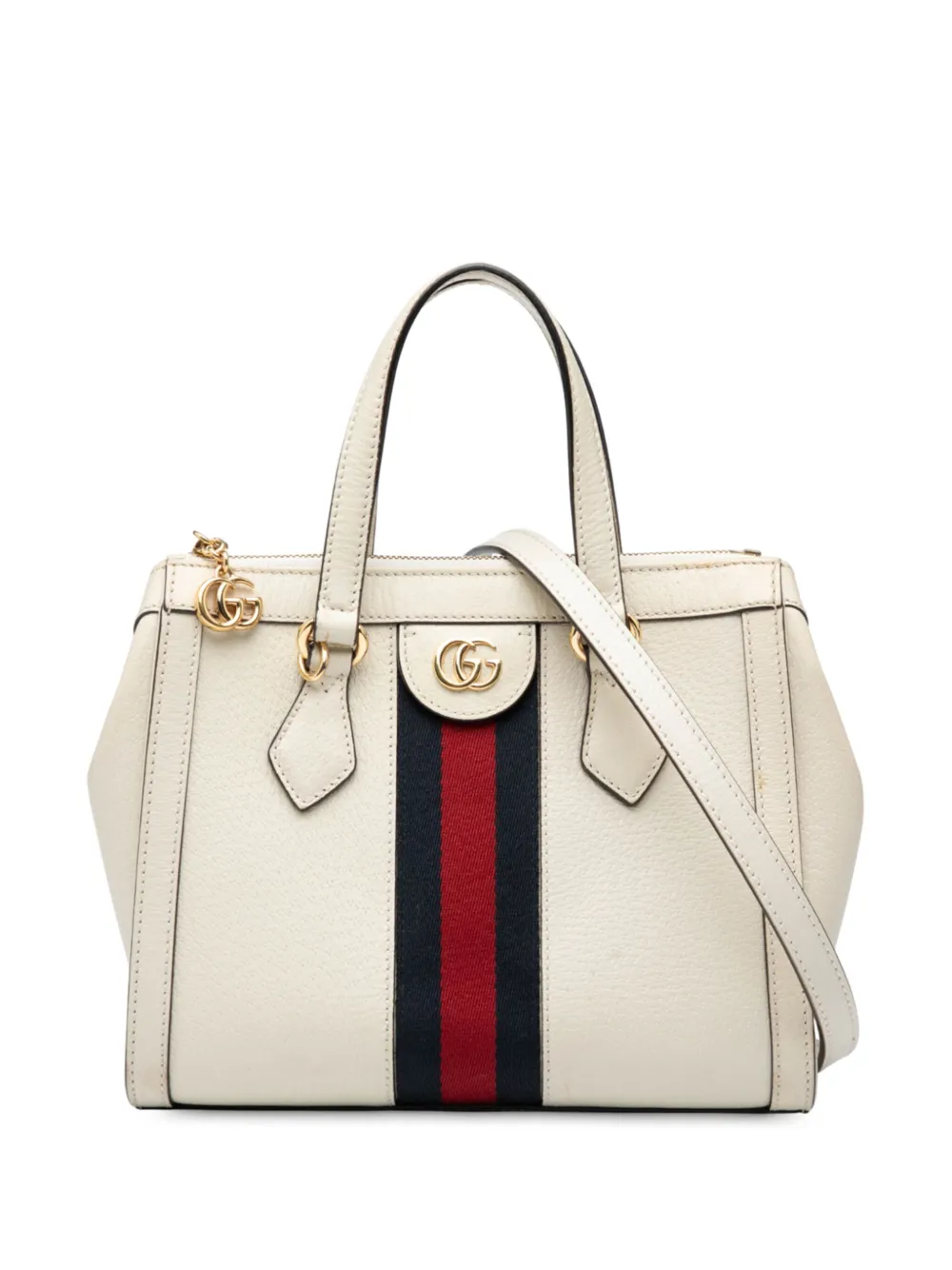 Pre-owned Gucci 2016-2025 Small Leather Ophidia Satchel In White
