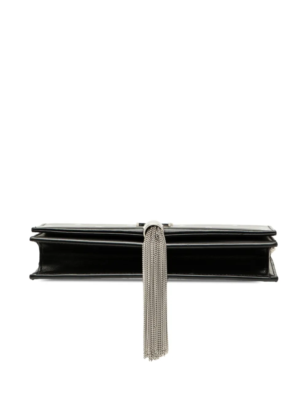 Pre-owned Saint Laurent 2019 Calfskin Star Print Classic Monogram Kate Tassel Wallet On Chain Crossbody Bag In Black