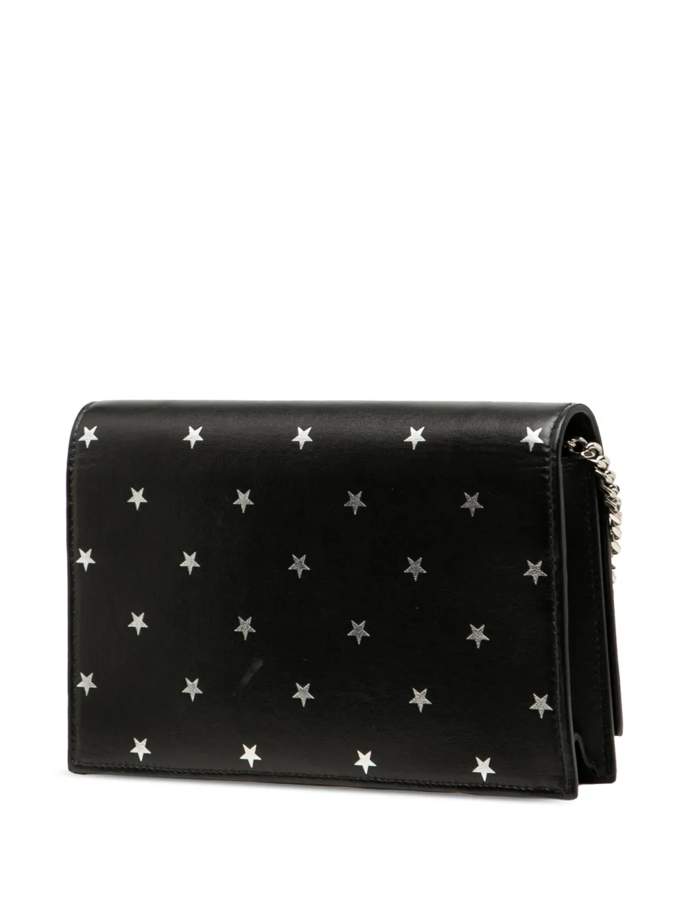 Pre-owned Saint Laurent 2019 Calfskin Star Print Classic Monogram Kate Tassel Wallet On Chain Crossbody Bag In Black