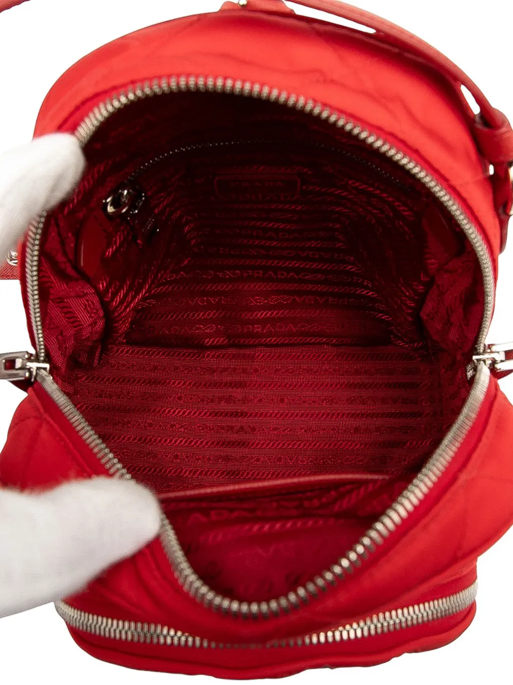 Pre-owned Prada 2013-2025 Impuntu Tessuto Backpack In Red