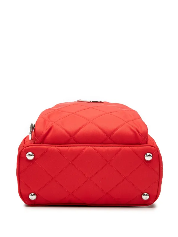 Prada Pre-Owned 2013-2025 Impuntu Tessuto Backpack | Red  display picture 3