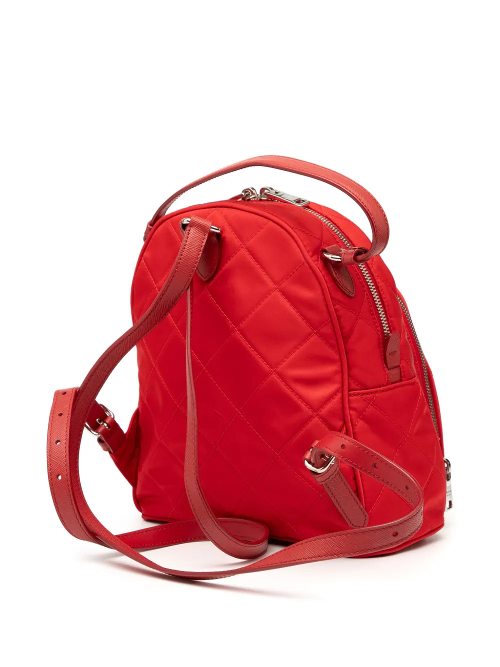 Pre-owned Prada 2013-2025 Impuntu Tessuto Backpack In Red