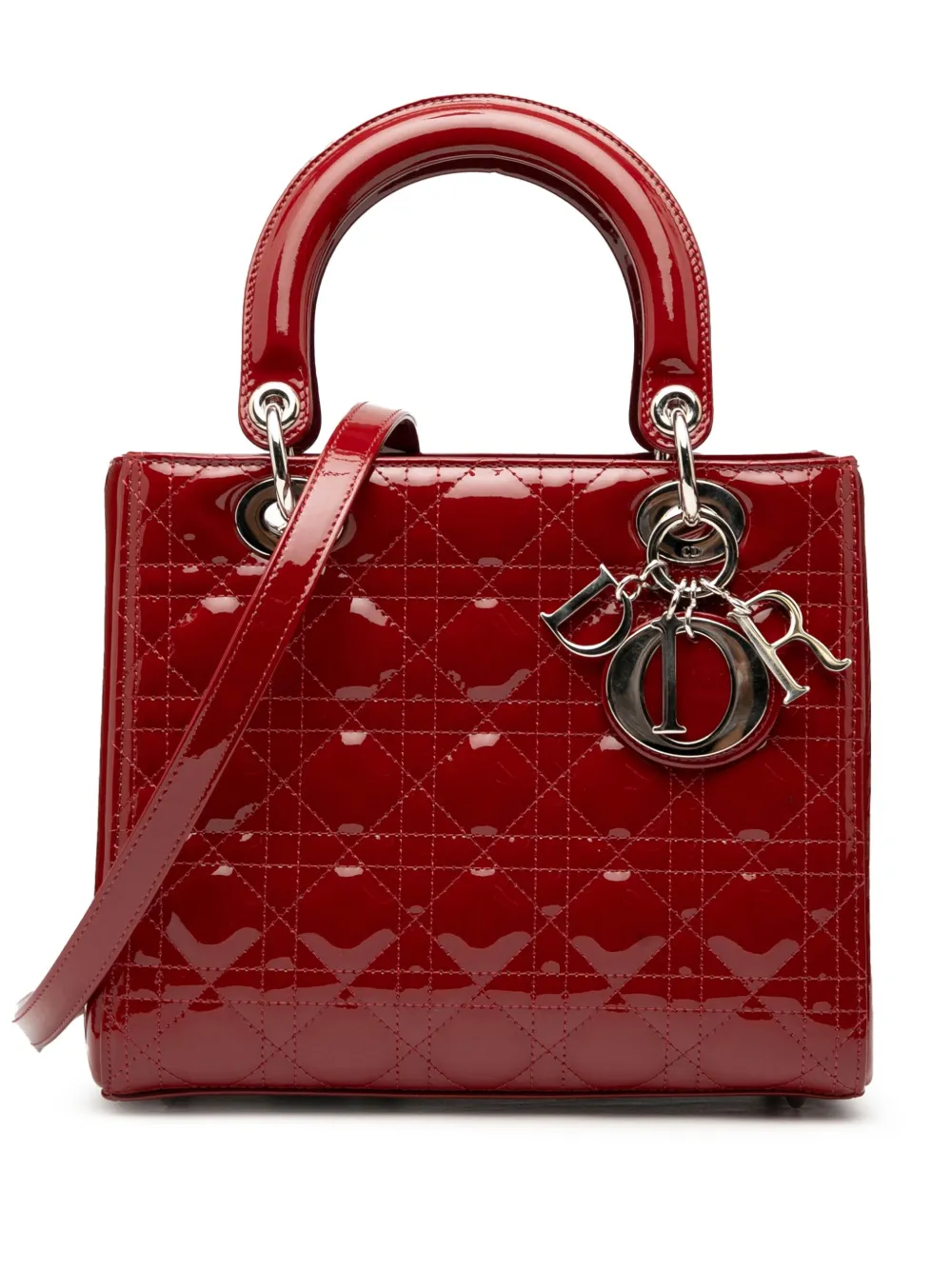 Christian Dior Pre-Owned 2015 ミディアム パテント カナージュ レディ ディオール サッチェルバッグ -