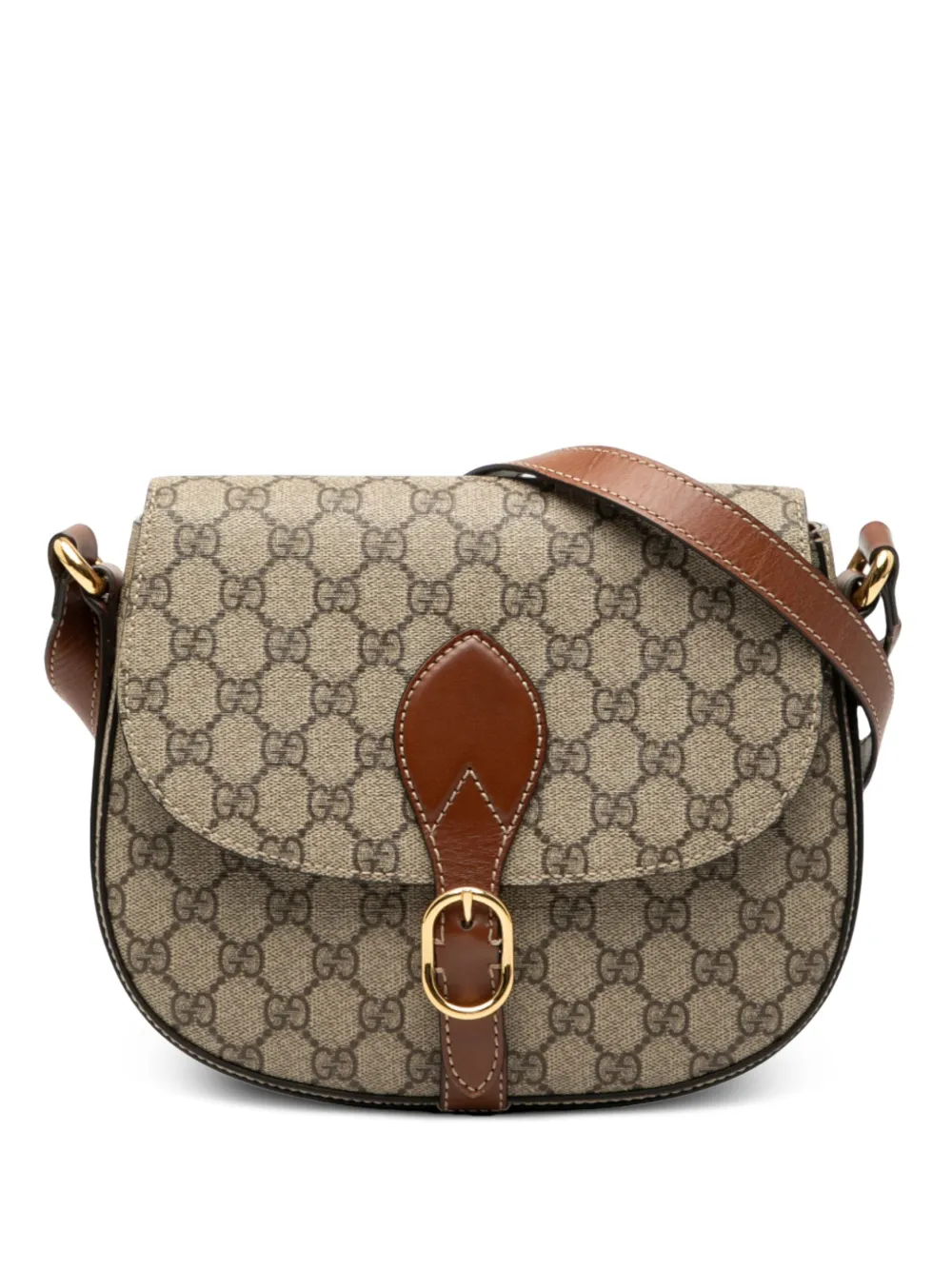 Pre-owned Gucci 2016-2025 Gg Supreme Linea A Crossbody Bag In Brown
