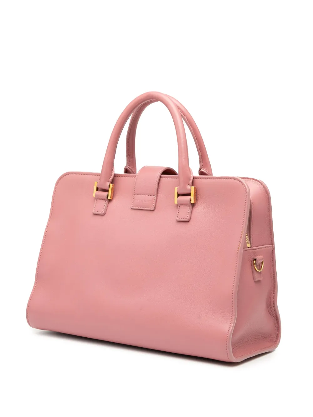 Pre-owned Saint Laurent 2014 Small Leather Monogram Cabas Satchel In Pink