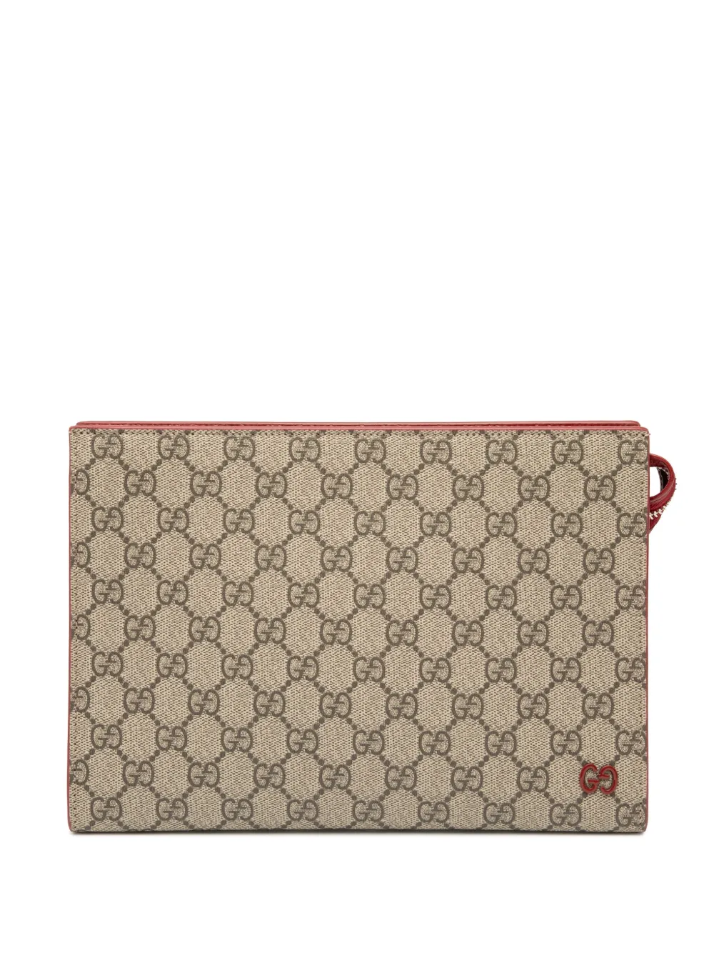 Pre-owned Gucci 2016-2025 Small Bicolor Gg Supreme Pouch In Brown