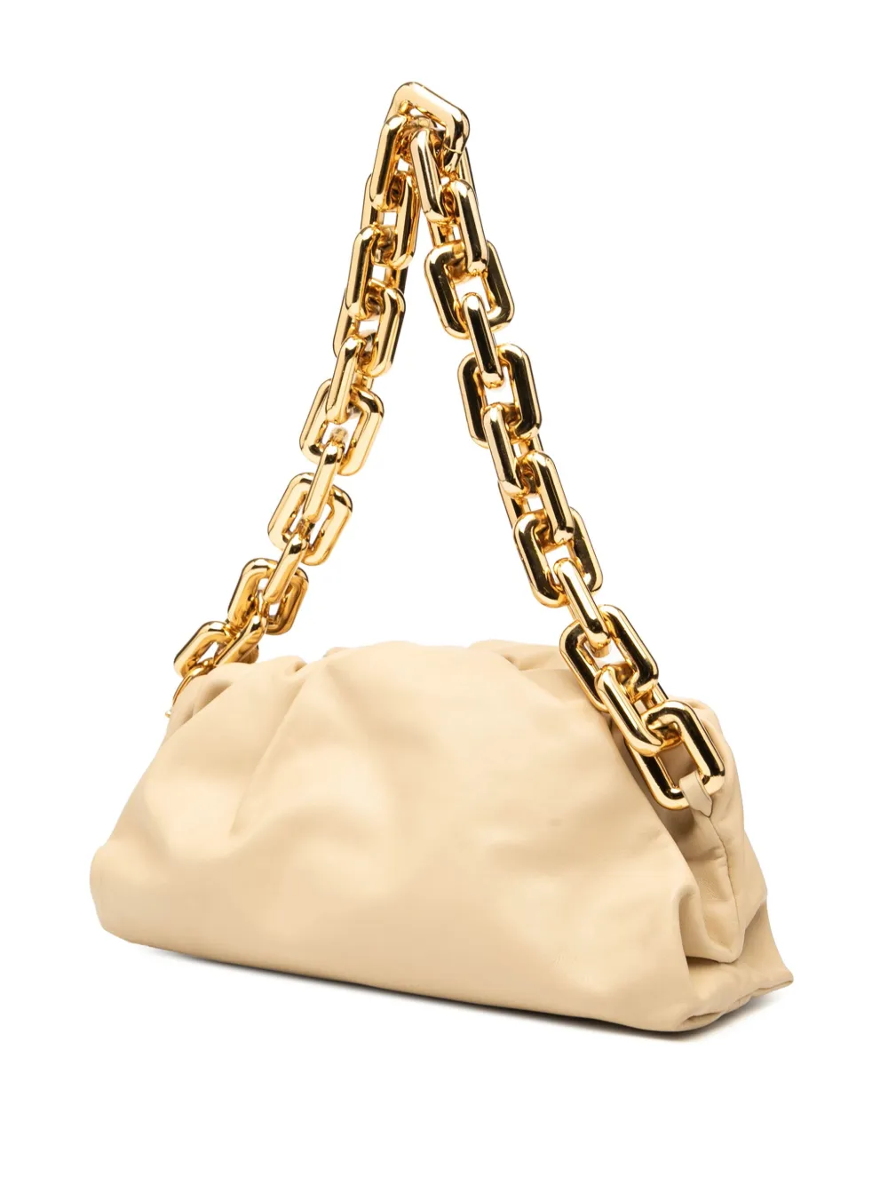 Pre-owned Bottega Veneta 2012-2025 Lambskin Chain Pouch Shoulder Bag In Brown