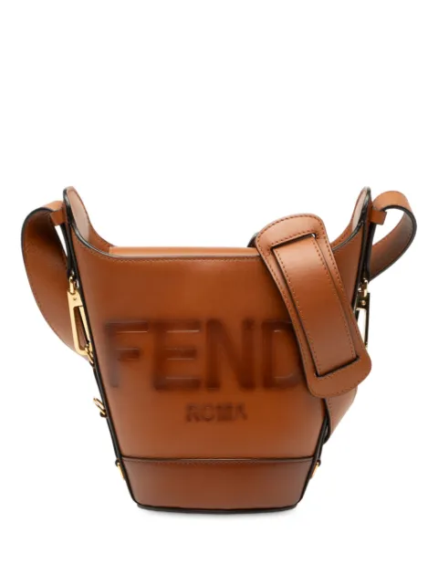 Fendi Pre-Owned 2010-2025 Leather Debossed Logo bucket bag