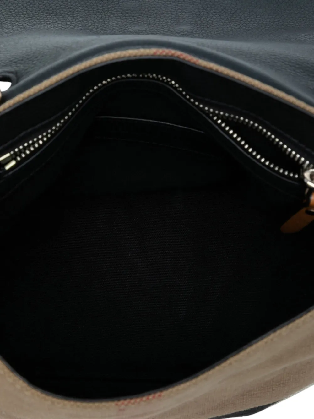 BURBERRY Pre-owned 2021-2025 Mega Check Canvas And Grainy Calfskin Shellwood Crossbody Bag In Black