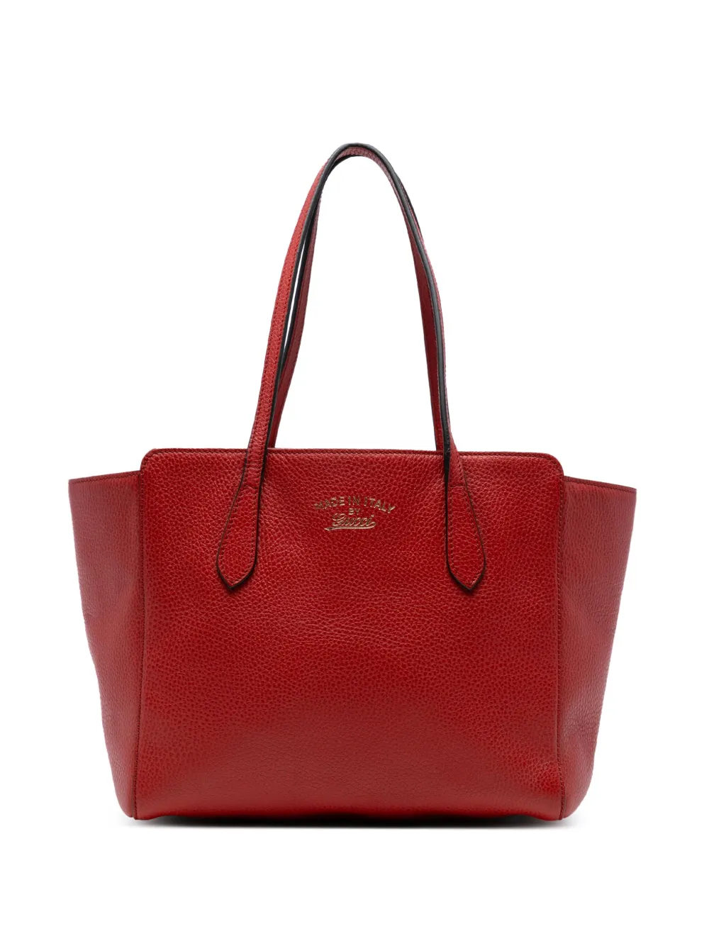 Pre-owned Gucci 2016-2025 Medium Dollar Calfskin Swing Tote Bag In Red