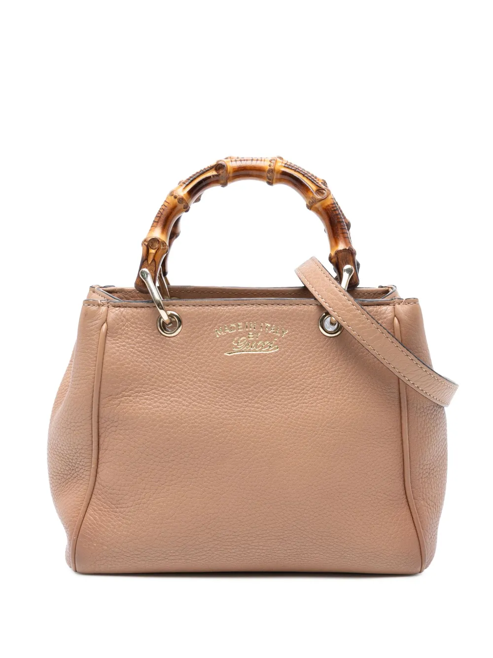 Pre-owned Gucci 2016-2025 Mini Calfskin Bamboo Shopper Satchel In Pink