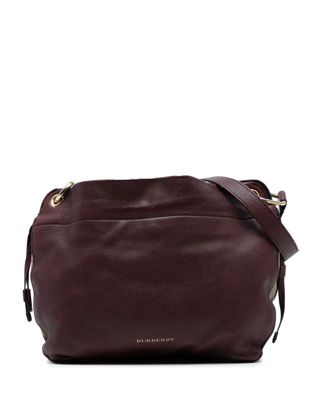 Burberry Pre-Owned 2000-2017 スモール グレイニーカーフ＆ハウスチェックキャンバス ビングレー ショルダーバッグ