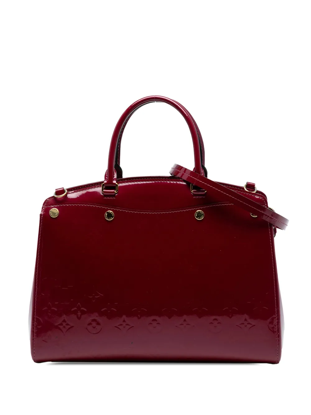 Pre-owned Louis Vuitton 2015 Monogram Vernis Brea Mm Satchel In Red