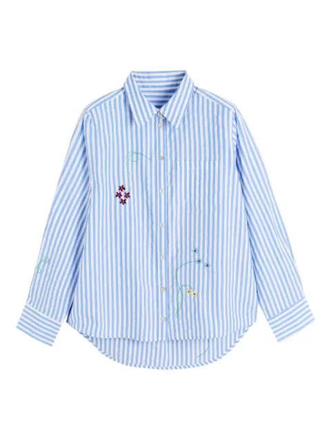 Chinti & Parker floral-embroidered striped shirt