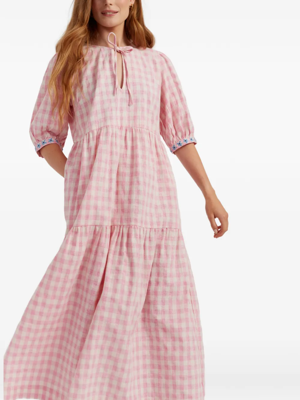 Gingham-Pattern Maxi Dress