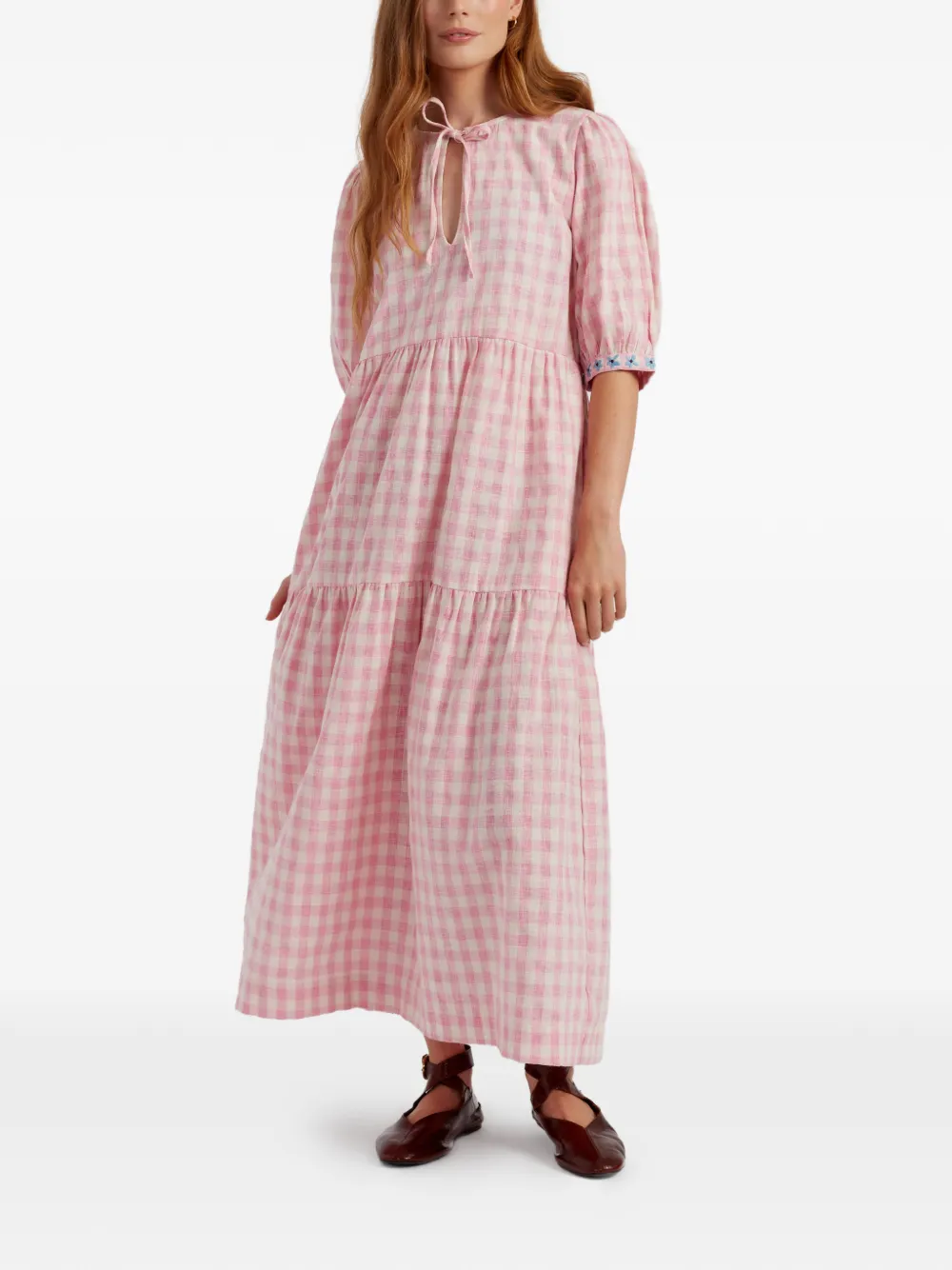 Gingham-Pattern Maxi Dress