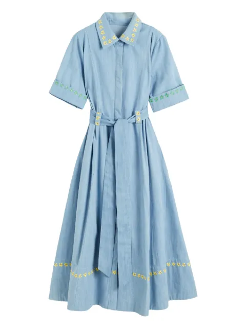 Chinti & Parker embroidered-detail tie-fastening shirt dress