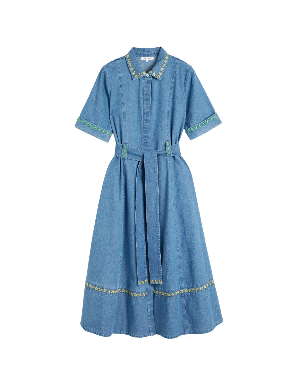 Chinti & Parker embroidered-detail tie-fastening midi dress