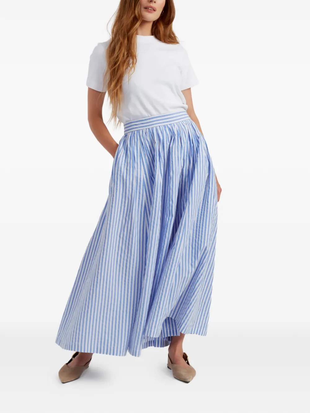  Chinti & Parker Striped Maxi Skirt - Blue 