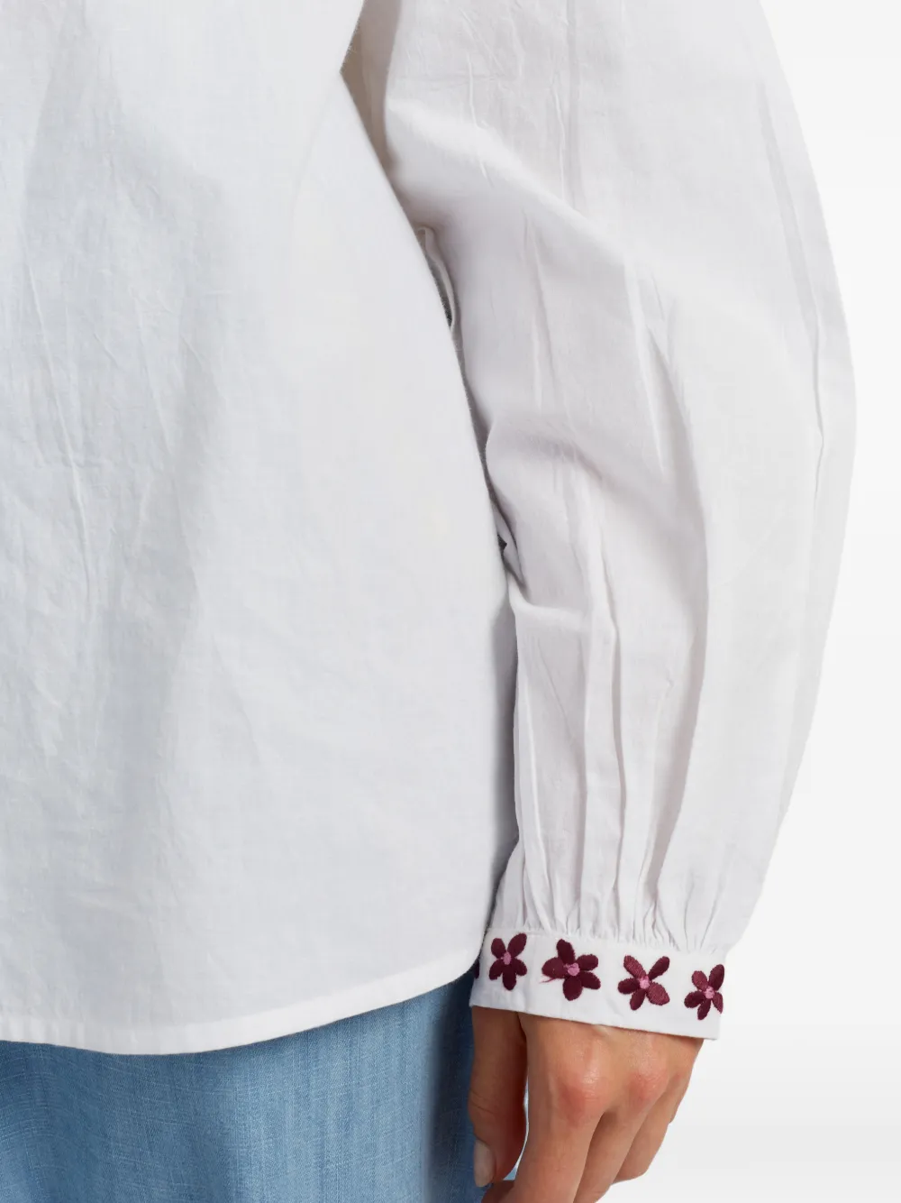 Flower-Embroidered Shirt
