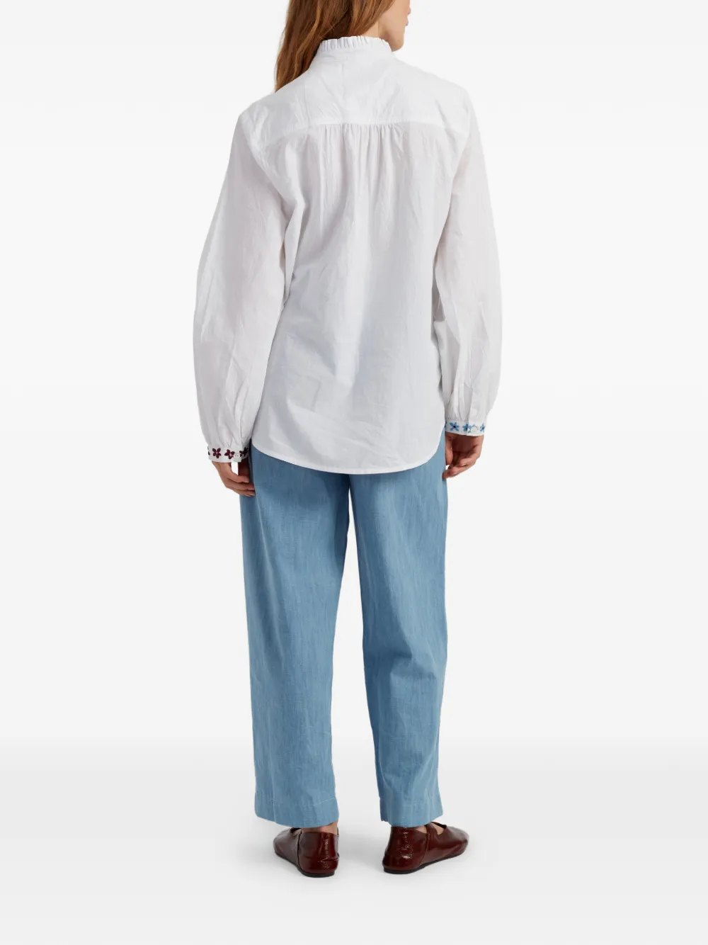 Flower-Embroidered Shirt