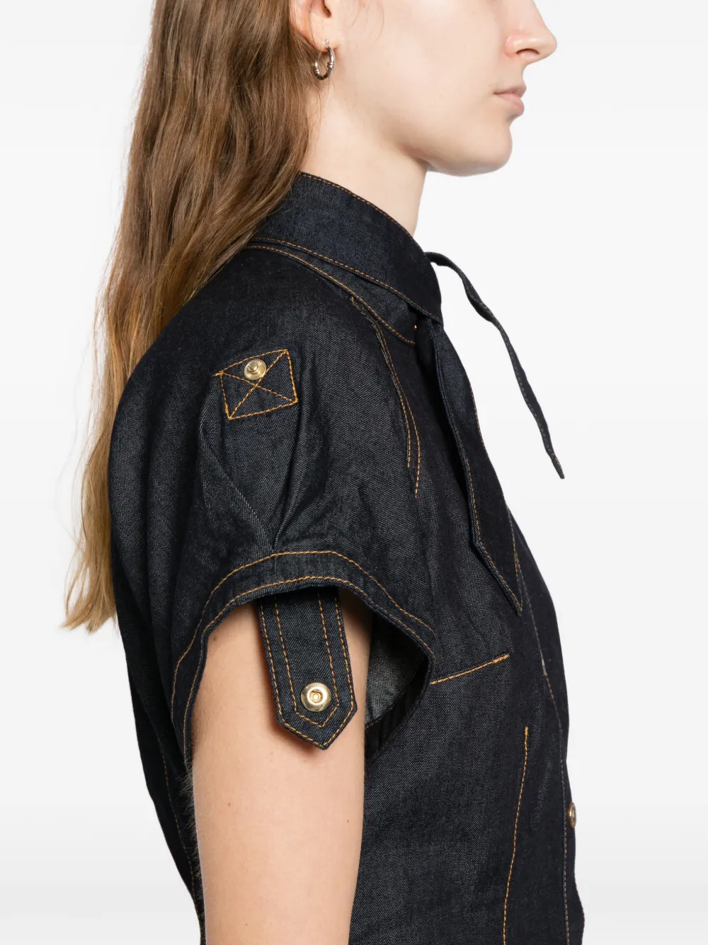 ZIMMERMANN Denim blouse met gestrikte hals Blauw
