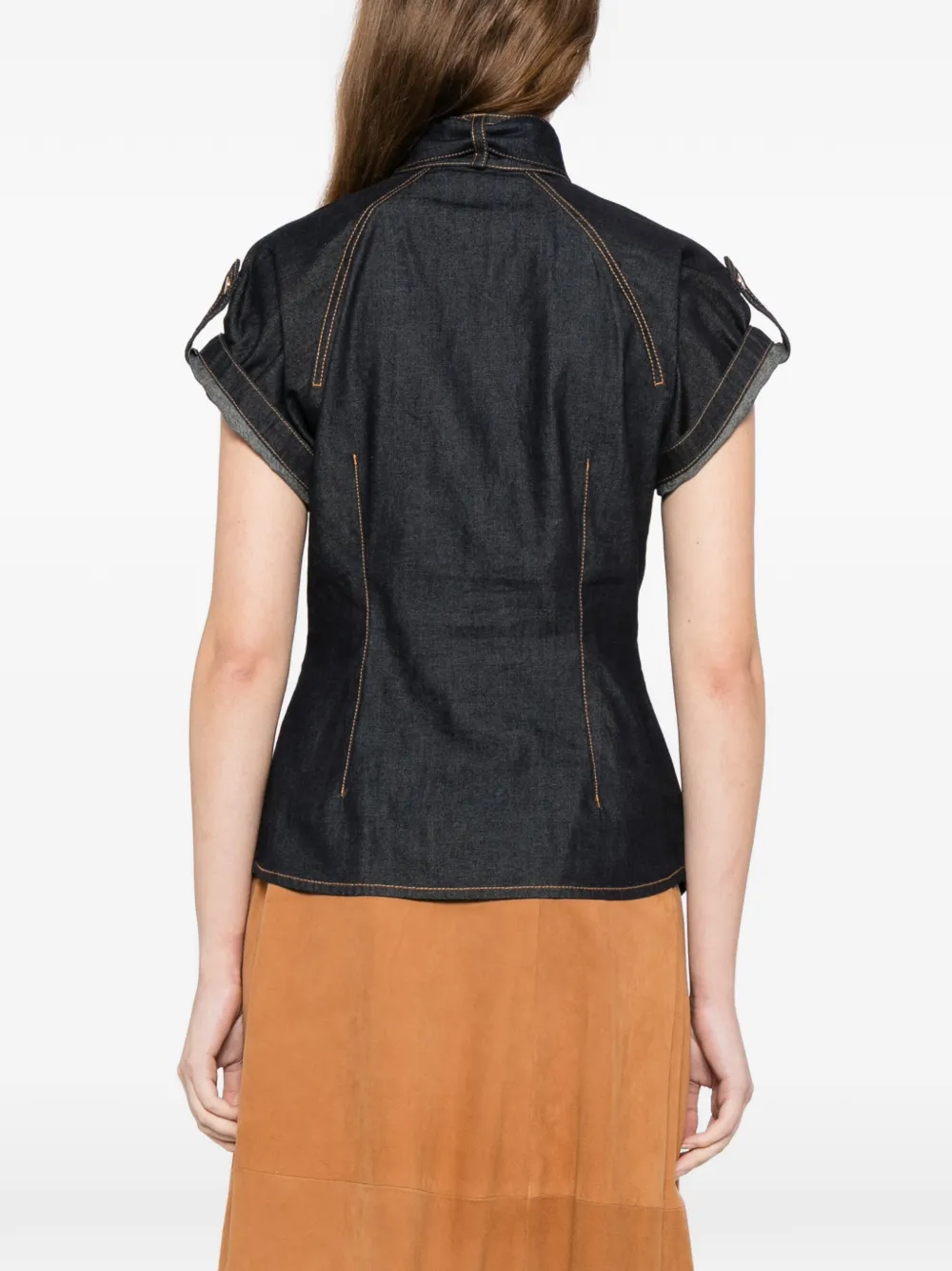 ZIMMERMANN Denim blouse met gestrikte hals Blauw