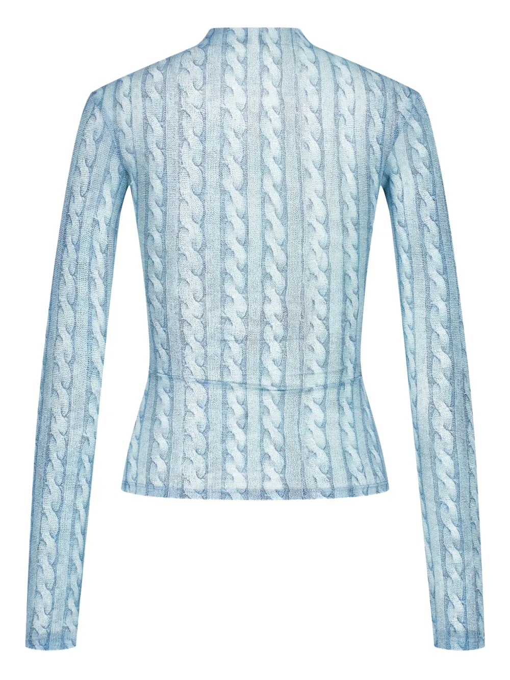  Avavav Printed Cable-knit Turtleneck Top - Blue 