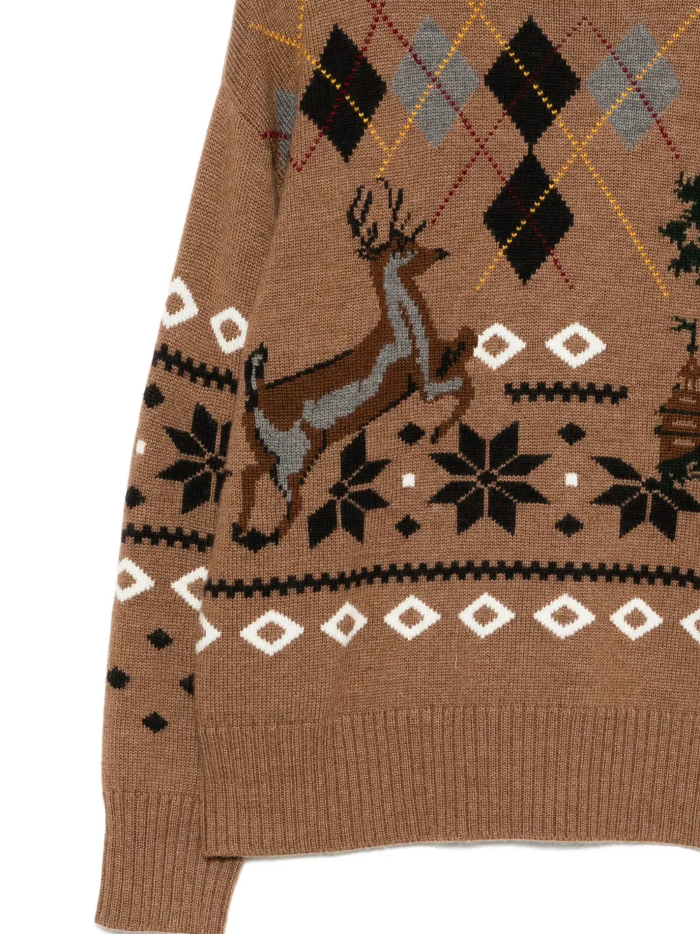 Monse Fair Isle Crew Neck Jumper - Brown 