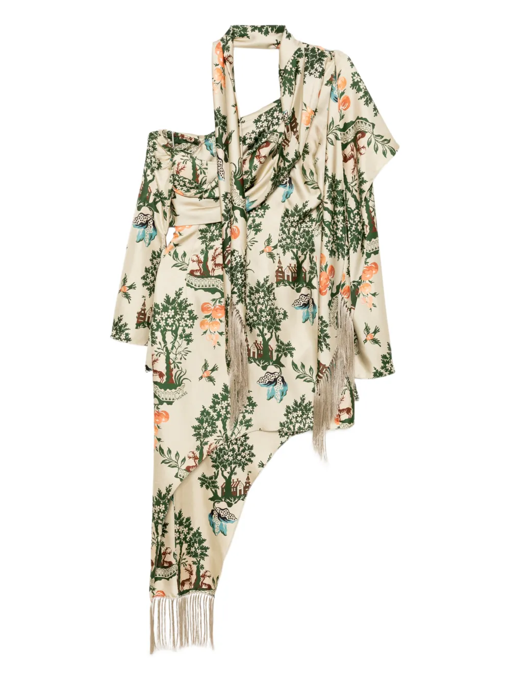 Monse Jurk met asymmetrische afwerking en sjaal - Beige