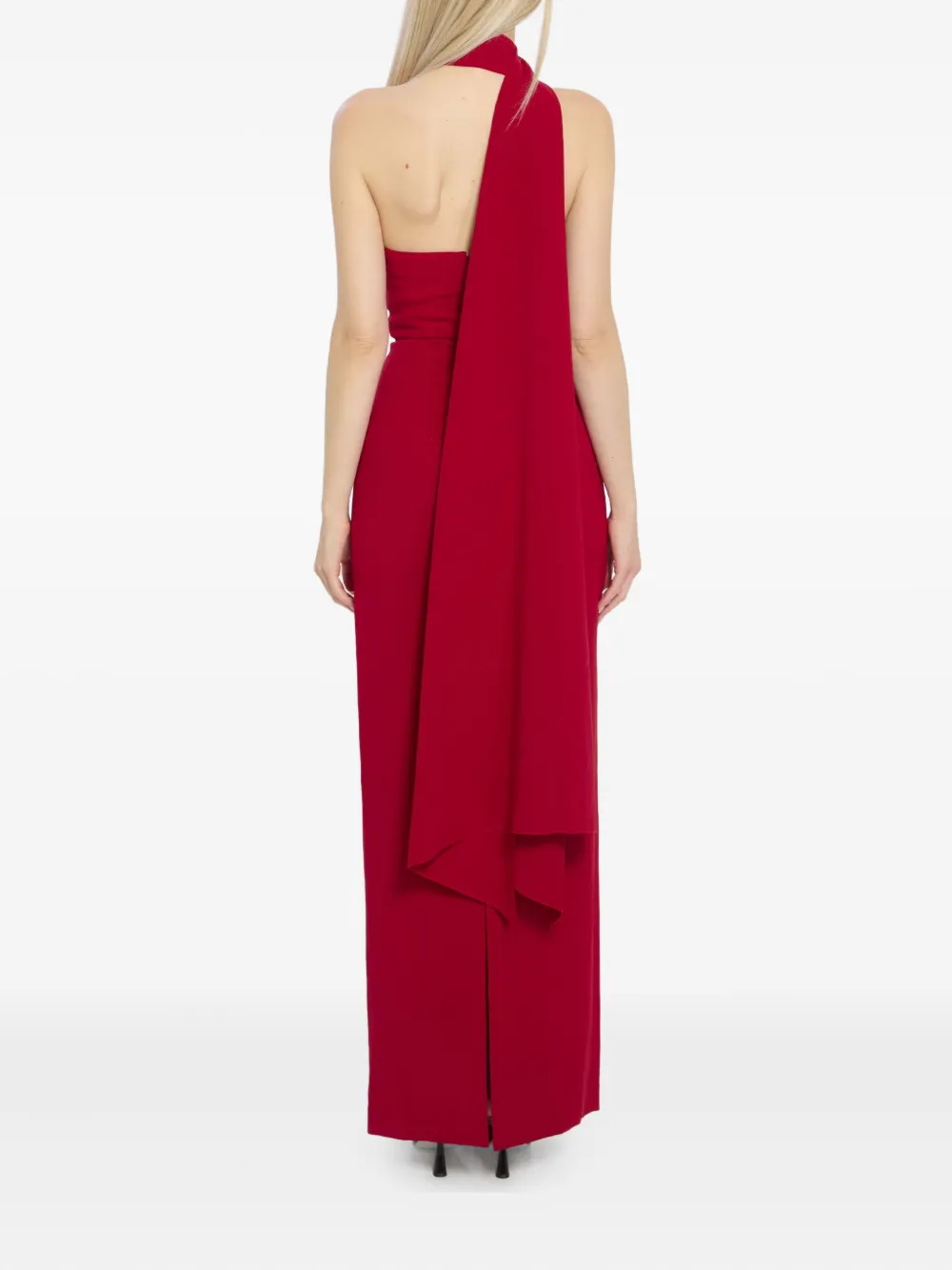 Solace London Demi One-shoulder Draping Maxi Dress In Red