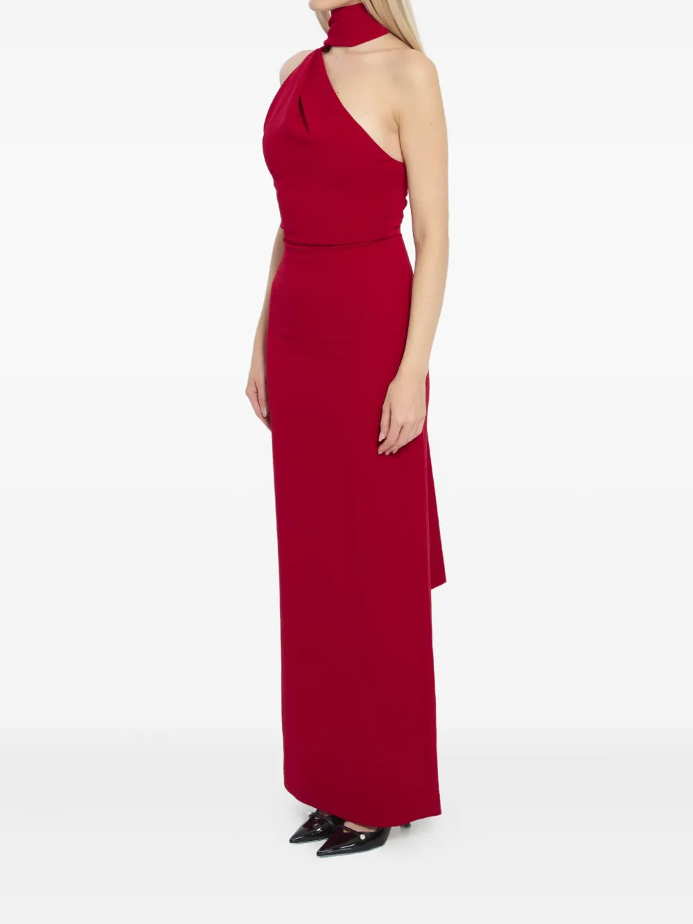 Solace London Demi asymmetrische gedrapeerde maxi-jurk - Rood