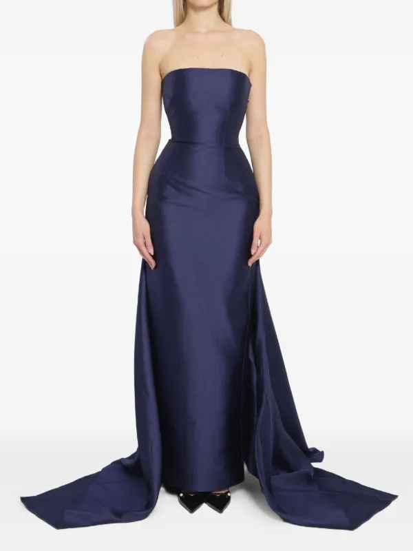 Solace London Maxi Imani Strapless Dress in Blue