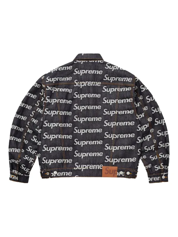 Supreme jacquard-logo Denim Jacket | Black | FARFETCH CA