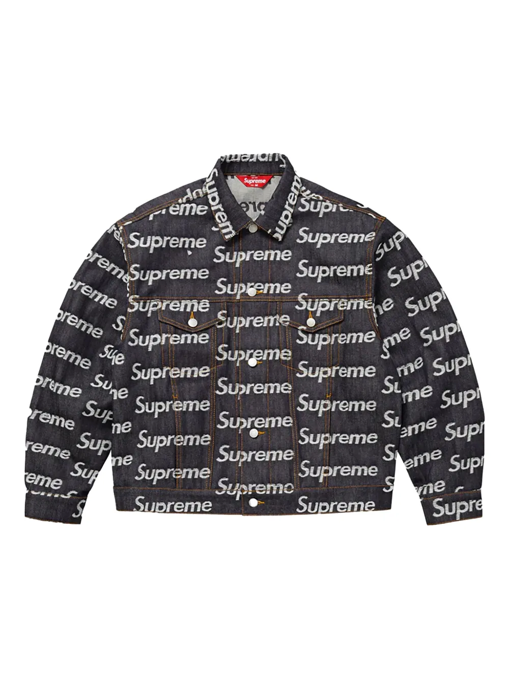 Supreme jacquard-logo denim jacket - Nero