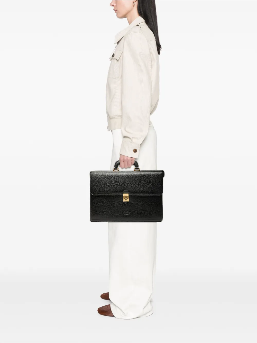 Loewe Pre-Owned 1990-2020 Leather Anagram business bag | Pre-Owned | Image 2