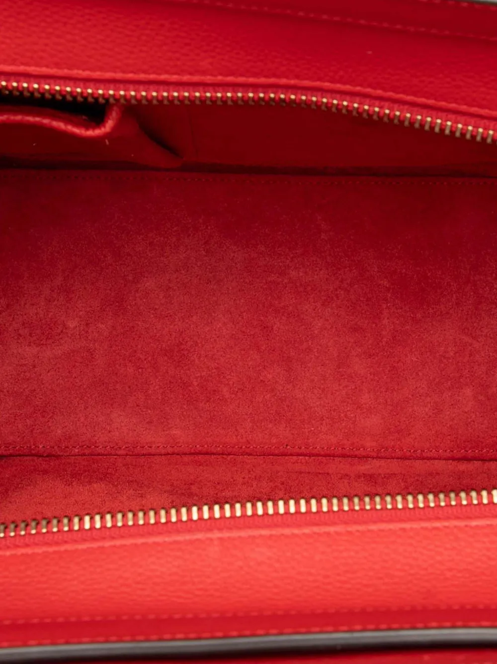 CELINE Pre-owned 2014 Micro Calfskin Luggage Tote Handbag In Red