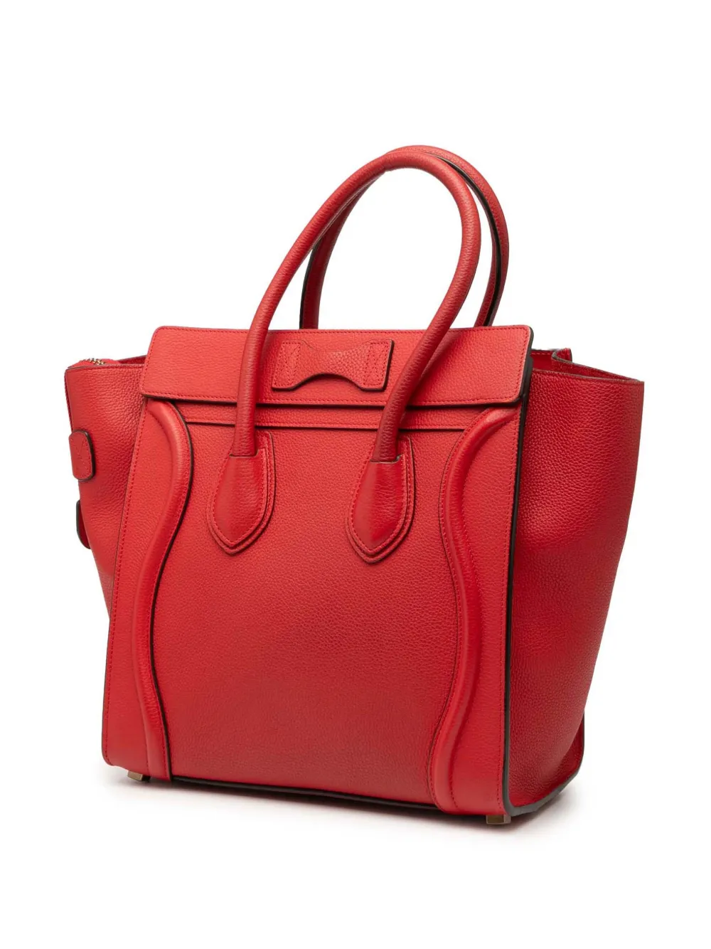 CELINE Pre-owned 2014 Micro Calfskin Luggage Tote Handbag In Red