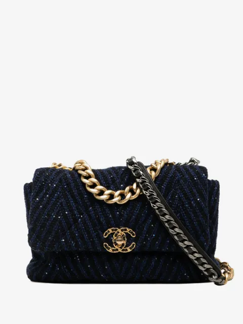 CHANEL Pre-Owned 2020 große Satchel-Tasche aus Tweed mit Pailletten 19cm